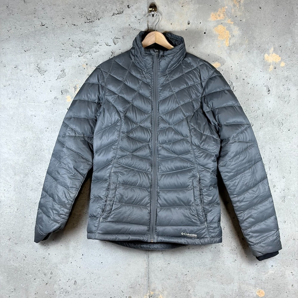 Columbia Titanium Omni Heat Puffer Jacket Womens Large Gray Full Zip Insulated